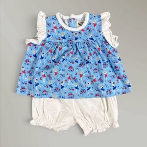 NWT The Oaks Apparel Girl's Dancing Ballerina 2 Piece Bloomer Set Blue Size 6M